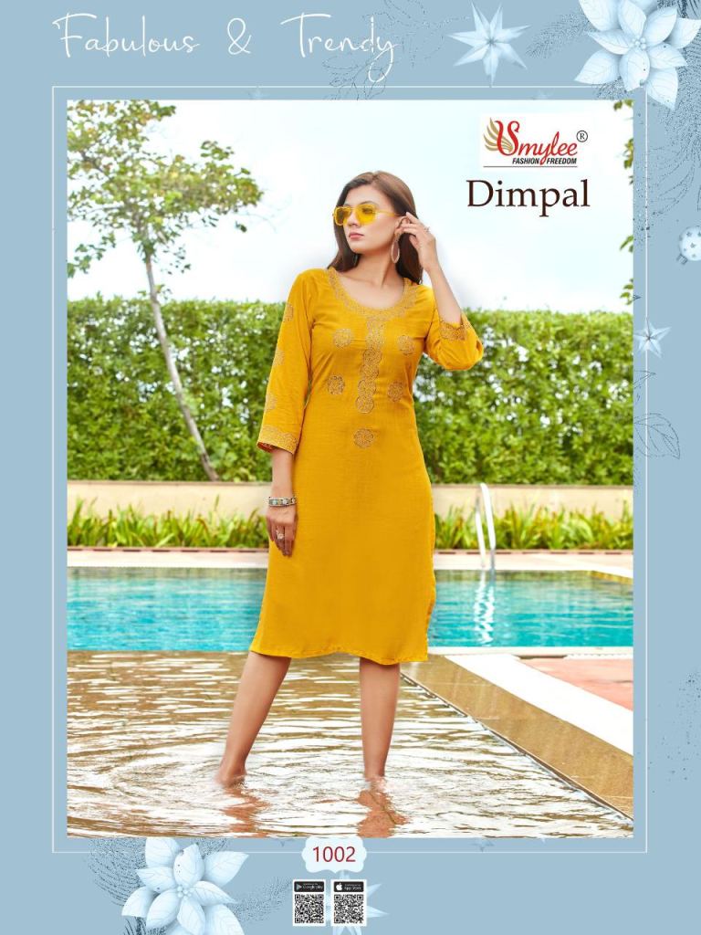 Smylee Dimpal Heavy Rayon Designer Kurti Catalog