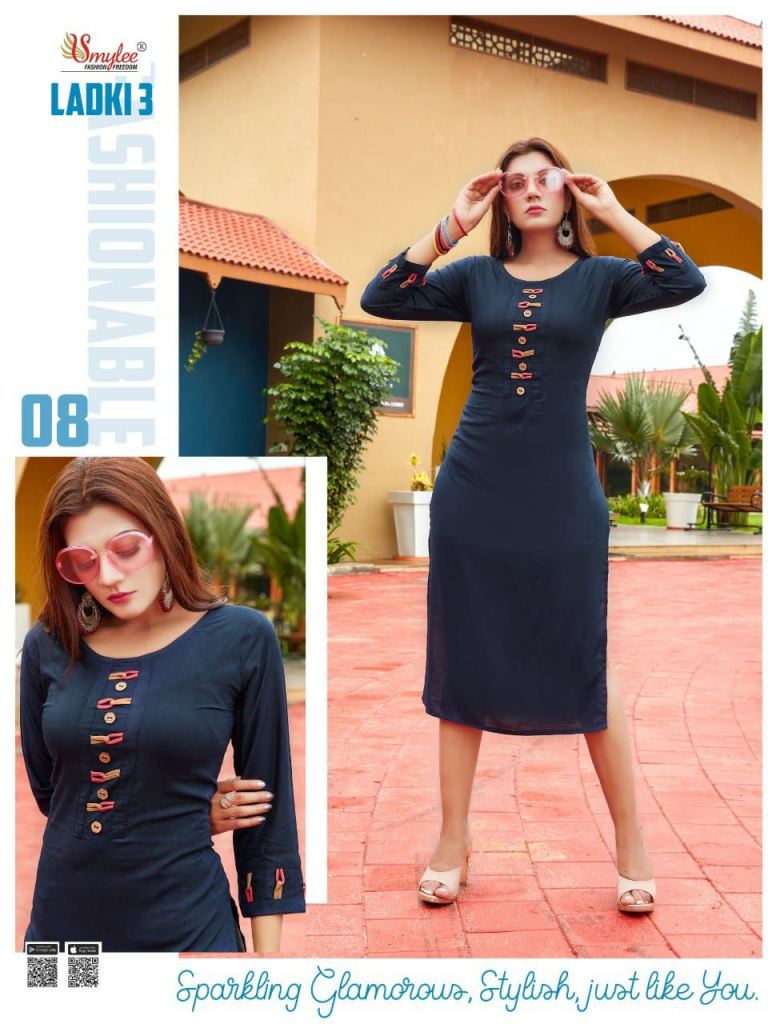 Smylee Laadki Vol 3 Ethnic Wear Rayon Designer Kurti Catalog
