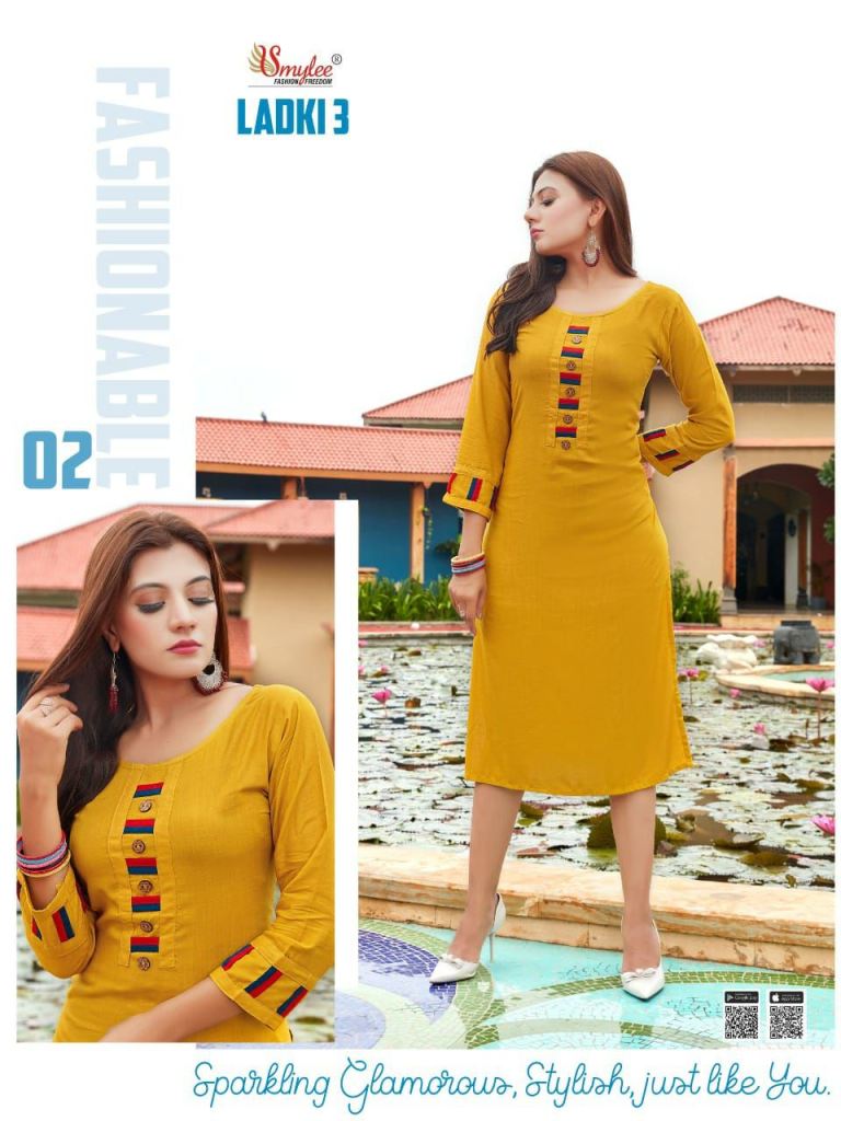 Smylee Laadki Vol 3 Ethnic Wear Rayon Designer Kurti Catalog