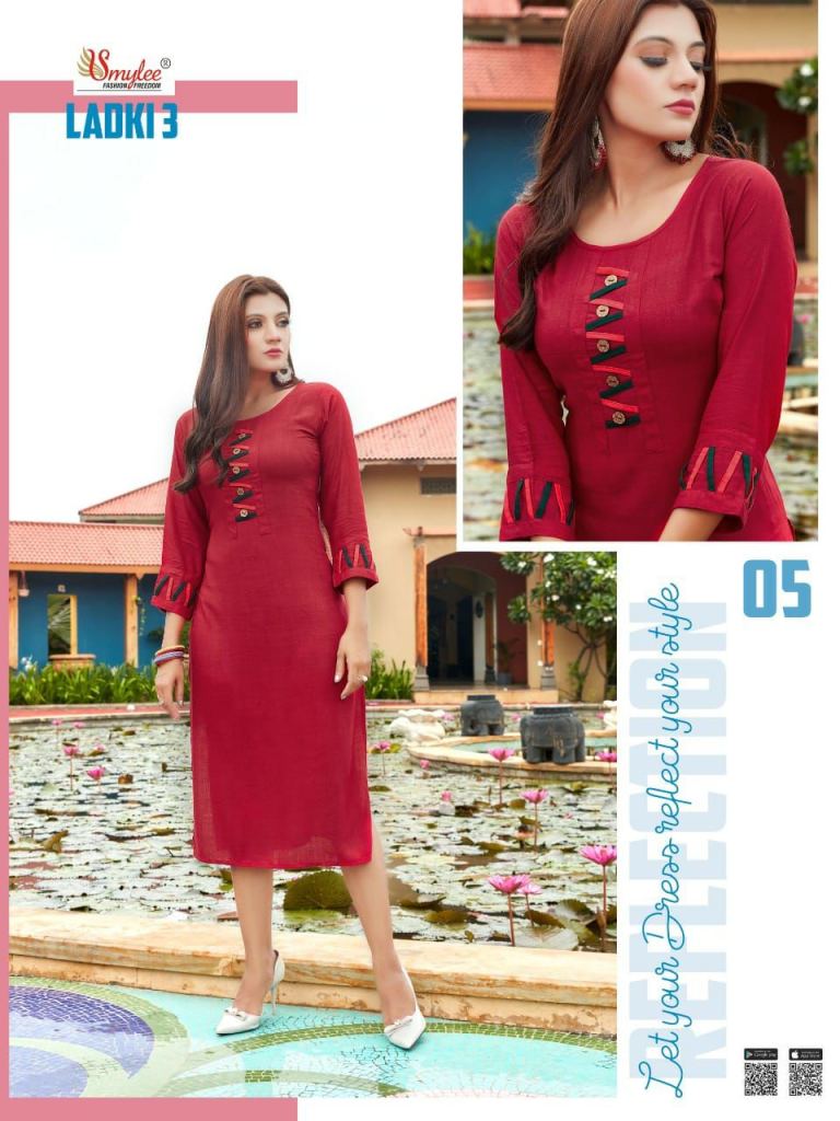 Smylee Laadki Vol 3 Ethnic Wear Rayon Designer Kurti Catalog