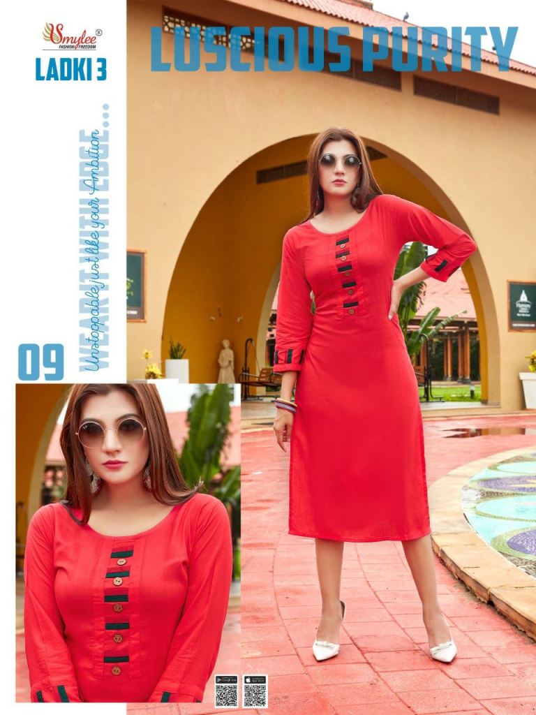 Smylee Laadki Vol 3 Ethnic Wear Rayon Designer Kurti Catalog