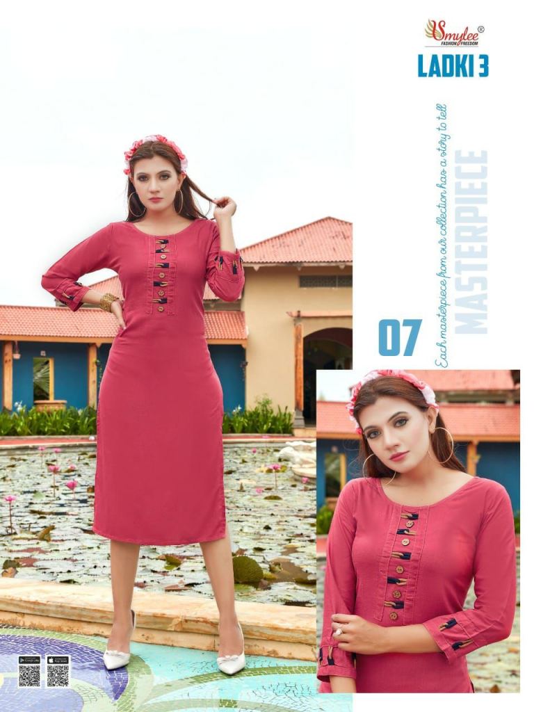 Smylee Laadki Vol 3 Ethnic Wear Rayon Designer Kurti Catalog