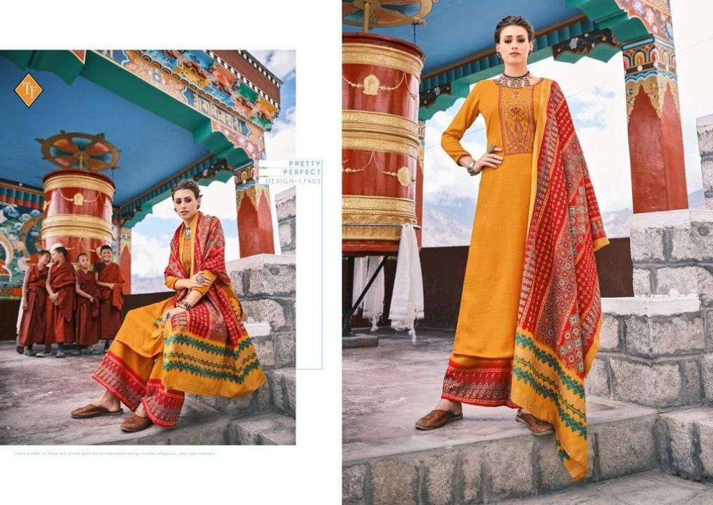 Tanishk Leh Pashmina Print With Embroidery Work Dress Material Catalog