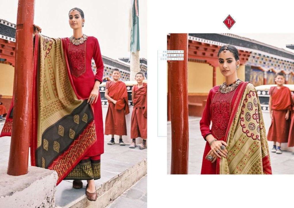 Tanishk Leh Pashmina Print With Embroidery Work Dress Material Catalog