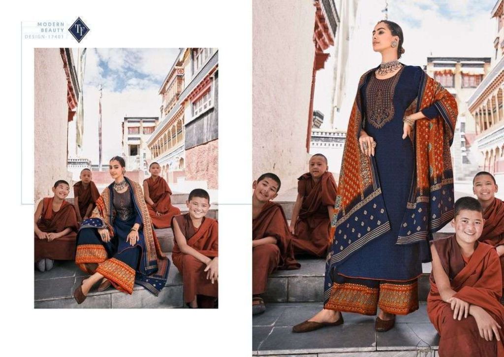 Tanishk Leh Pashmina Print With Embroidery Work Dress Material Catalog