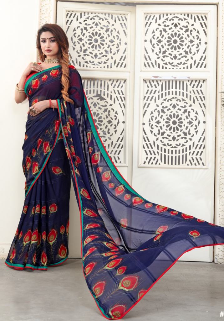 Vrindaa Printed Wear Saree Catalog
