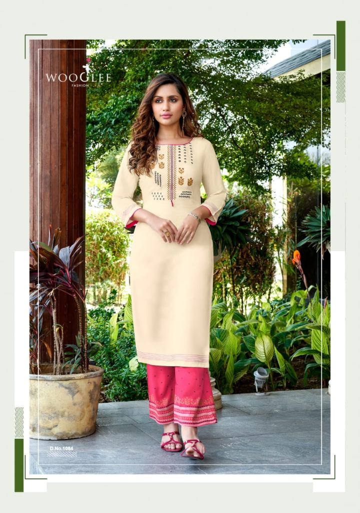 Wooglee Celebration Vol 13 Handwork And Embroidery Work Kurti With Plazo Catalog Readymade