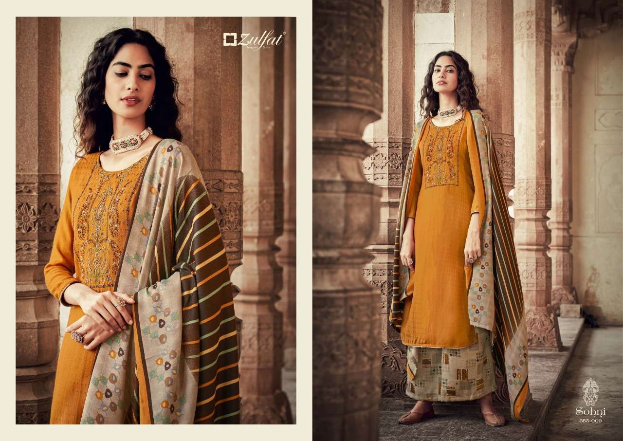 Zulfat Sohni Pure Pashmina Print Dress Material
