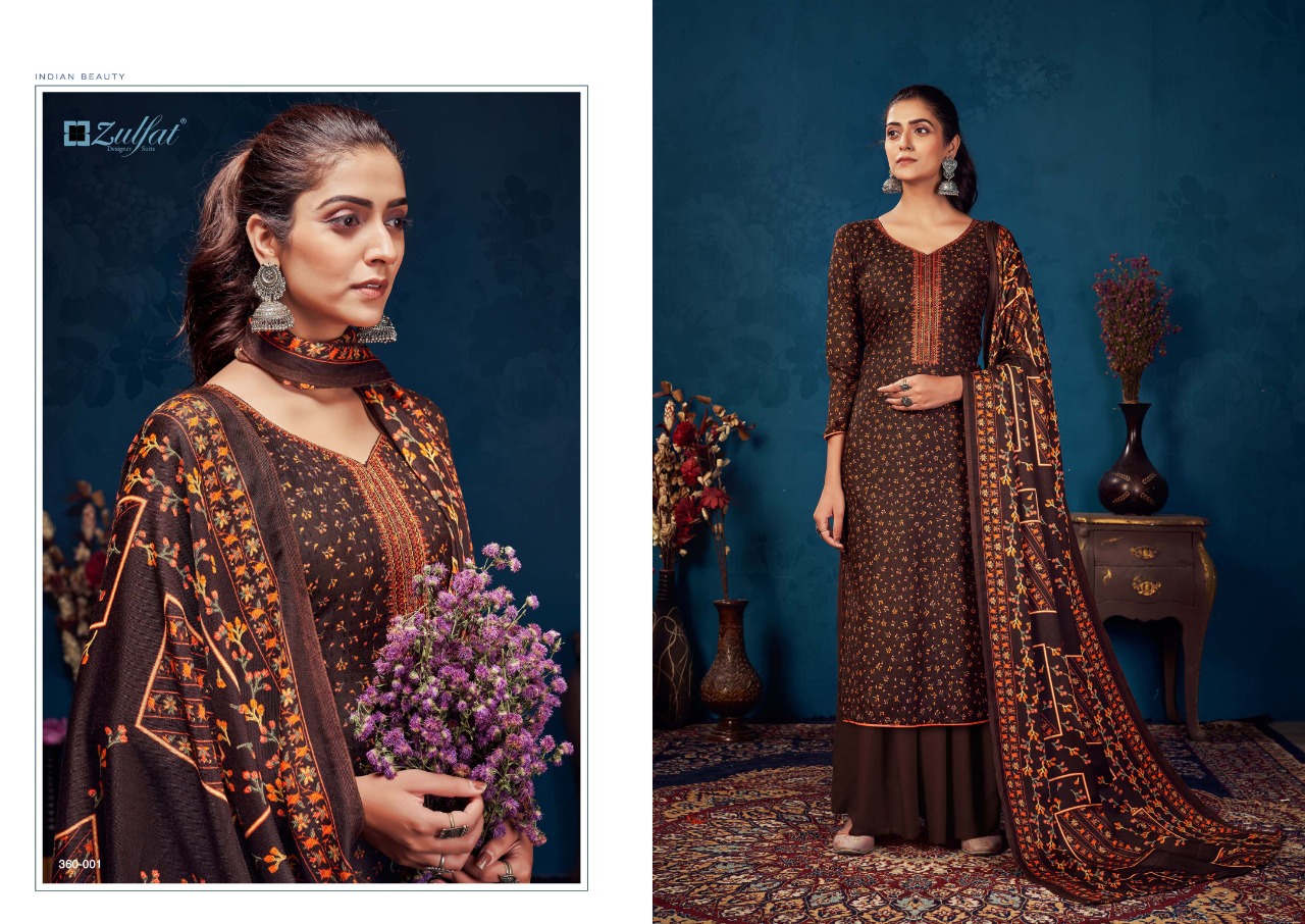 Zulfat Siyahi Vol 4 Winter Wear Pashmina Dress Material Catalog