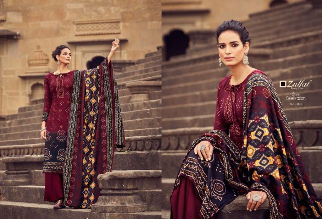 Zulfat Winter Celebration Pure Pashmina Print Dress Material Catalog