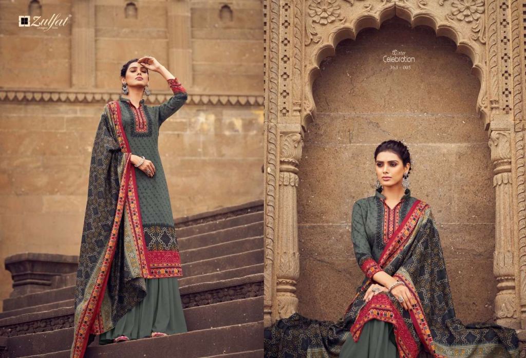 Zulfat Winter Celebration Pure Pashmina Print Dress Material Catalog