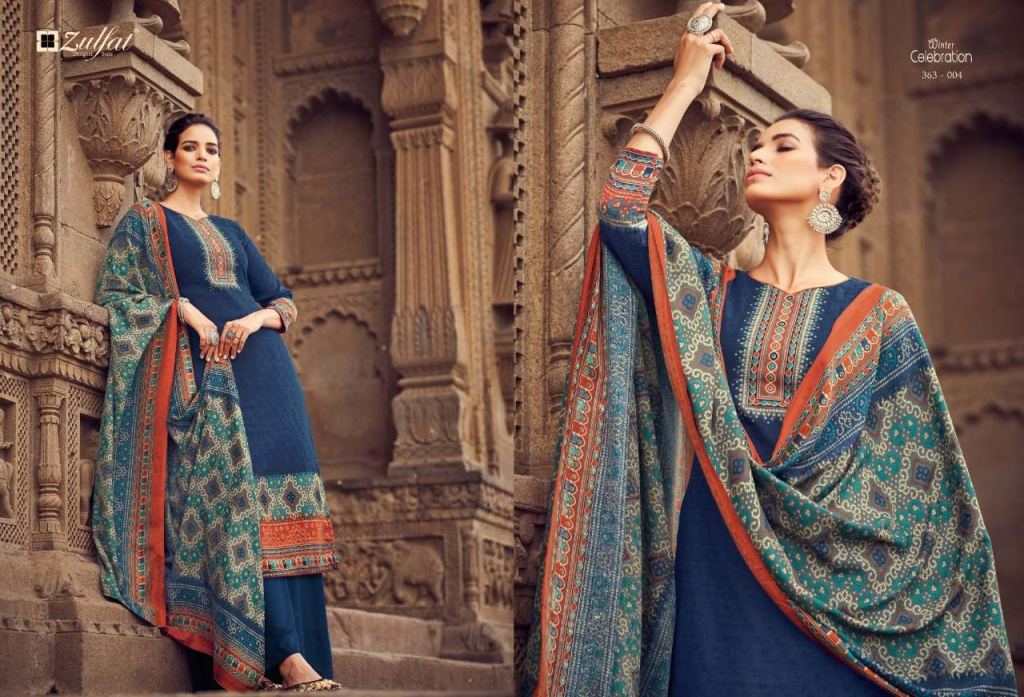 Zulfat Winter Celebration Pure Pashmina Print Dress Material Catalog