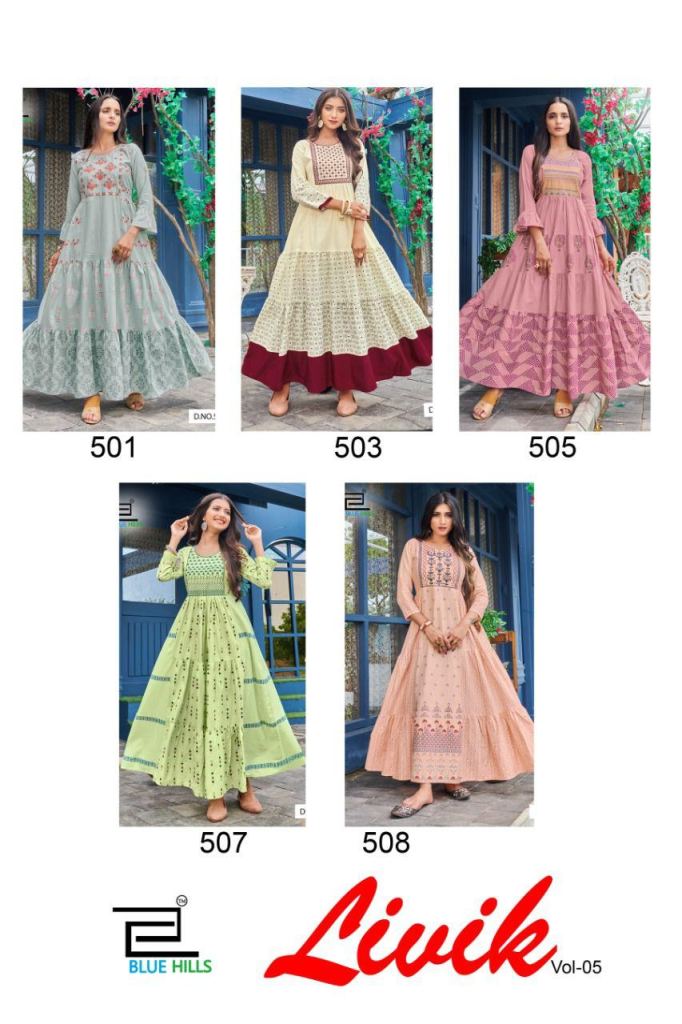 Blue Hills Livik Vol 5 Nx Heavy Cotton Anarkali Long Kurti Catalog