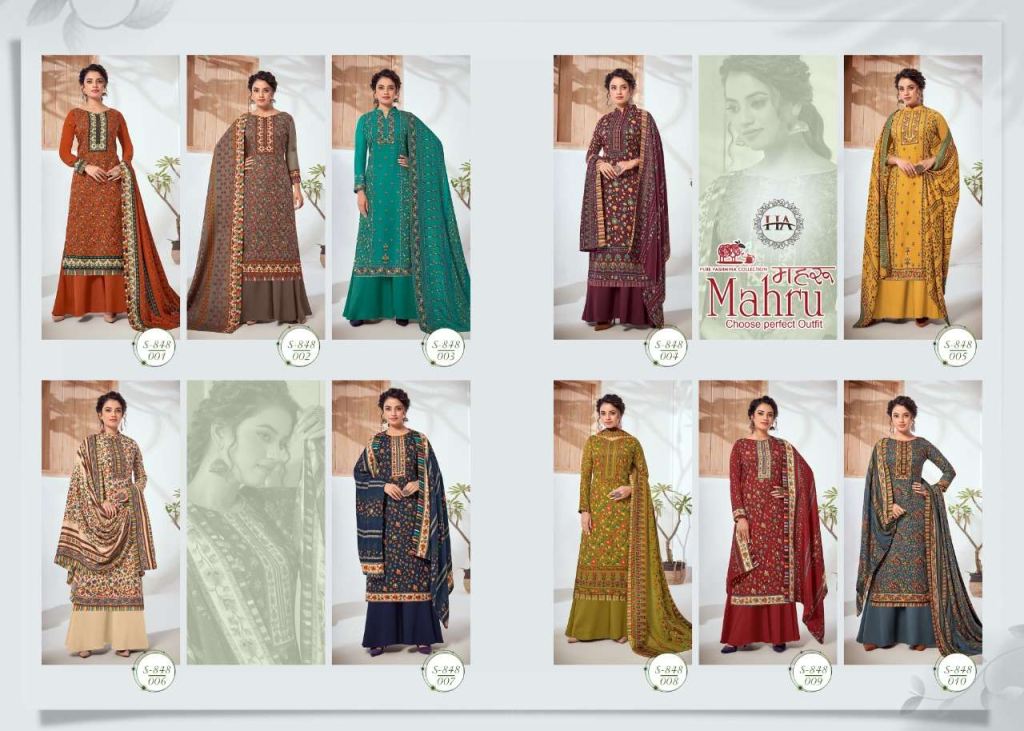 Harshit Fashion Mahru Pure Wool Pashmina Wholesale Dress Material Catalog
