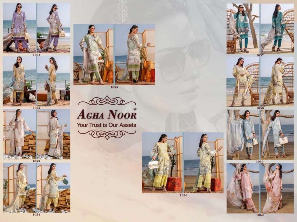 Agha Noor Vol 5 Lawn Cotton Dress Material Catalog