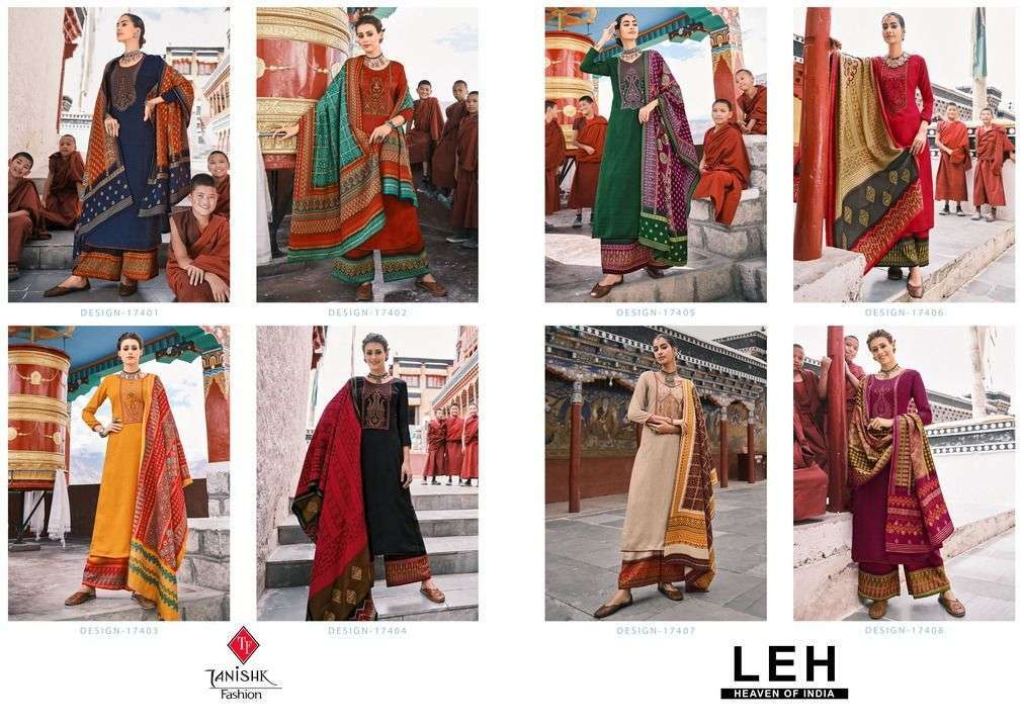 Tanishk Leh Pashmina Print With Embroidery Work Dress Material Catalog