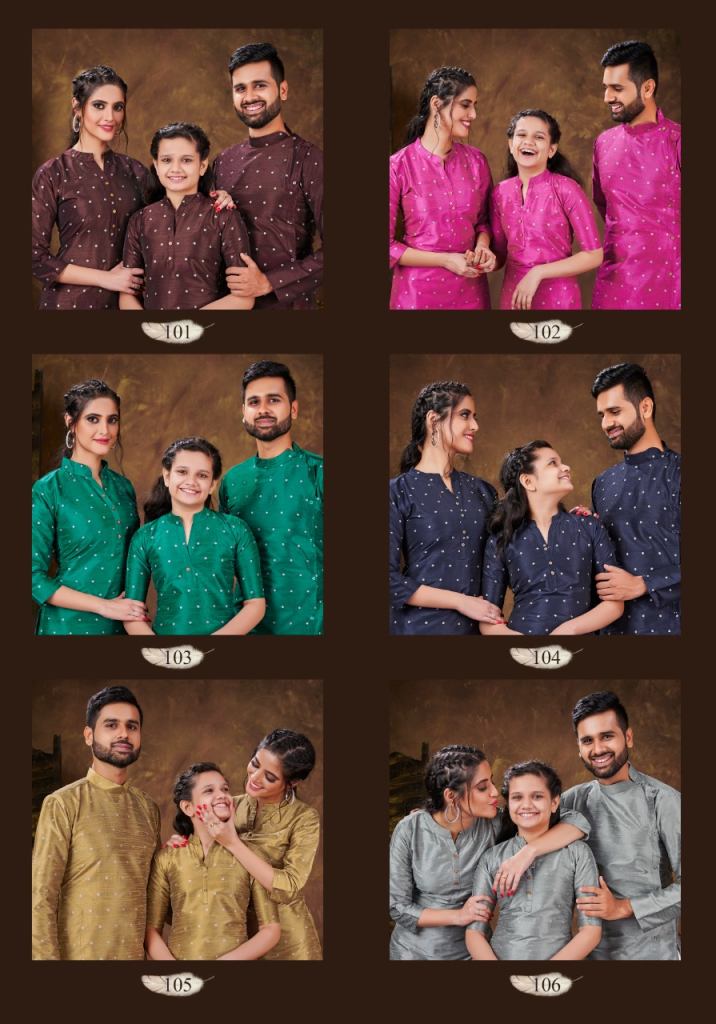 Banwery Family Combo Of Men's Kurta With Ladies Kurti And Daughter Kurti Shoping