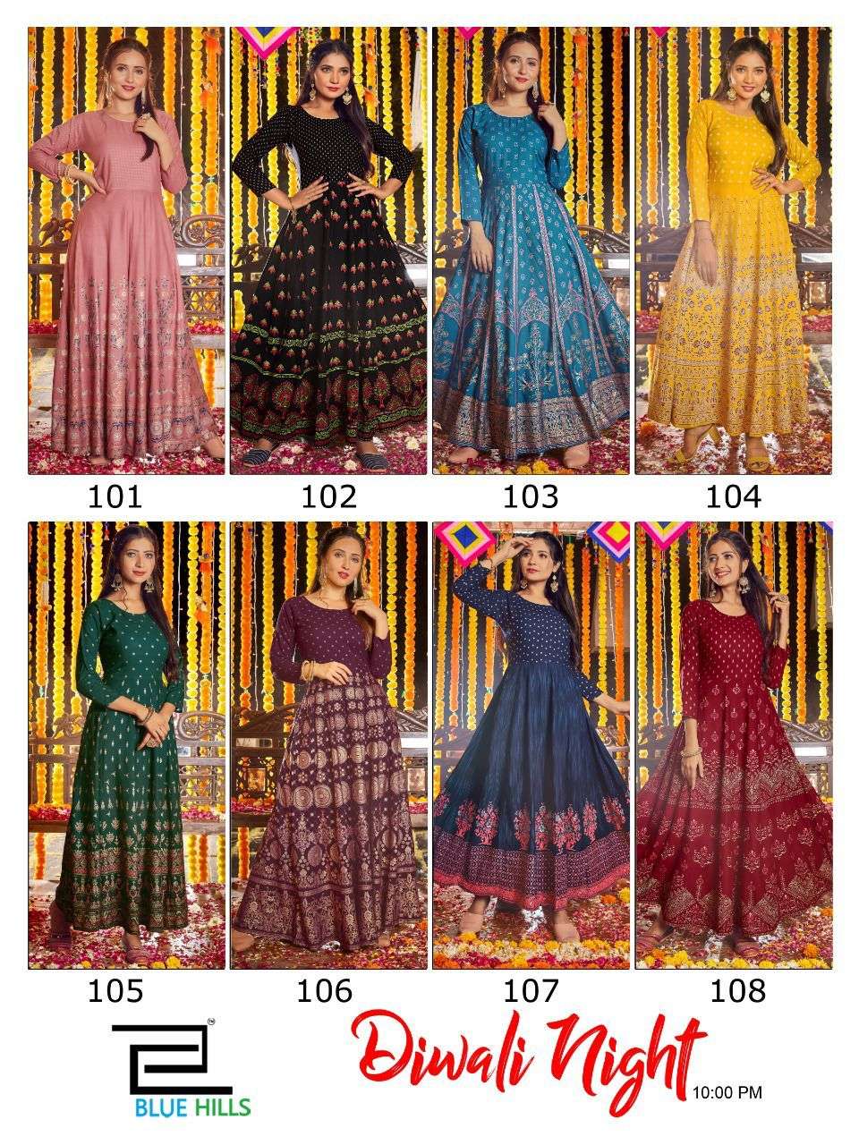 Blue Hills Diwali Night Anarkali Wholesale Kurtis Catalog