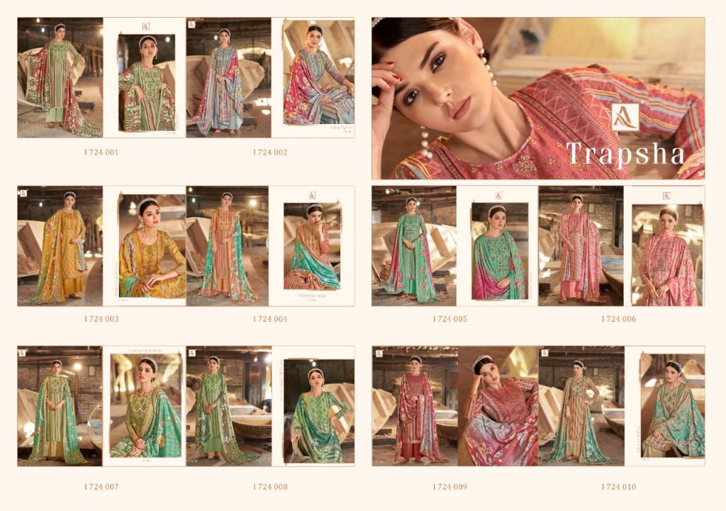 Alok Trapsa Wool Pashmina Digital Print Dress Material