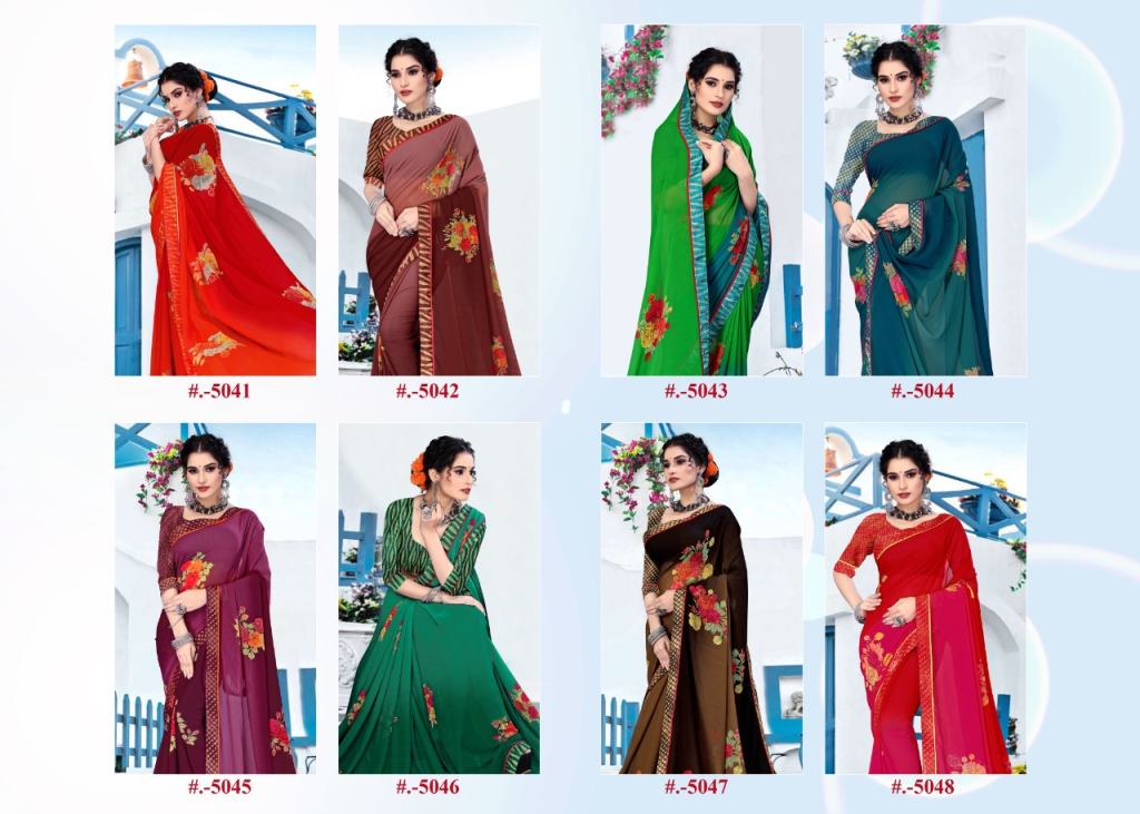 Purva Flower Print Casual Wear Printed Sarees Catalog