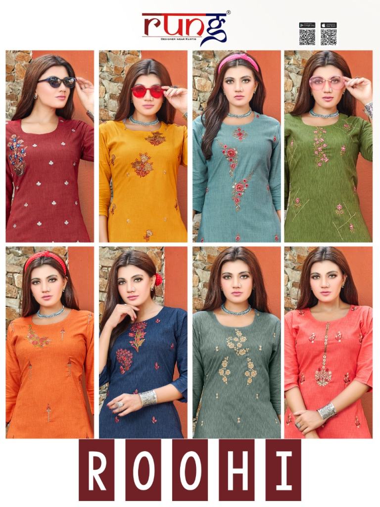 Rung Roohi Casual Wear Embroidery Work Kurtis Catalog