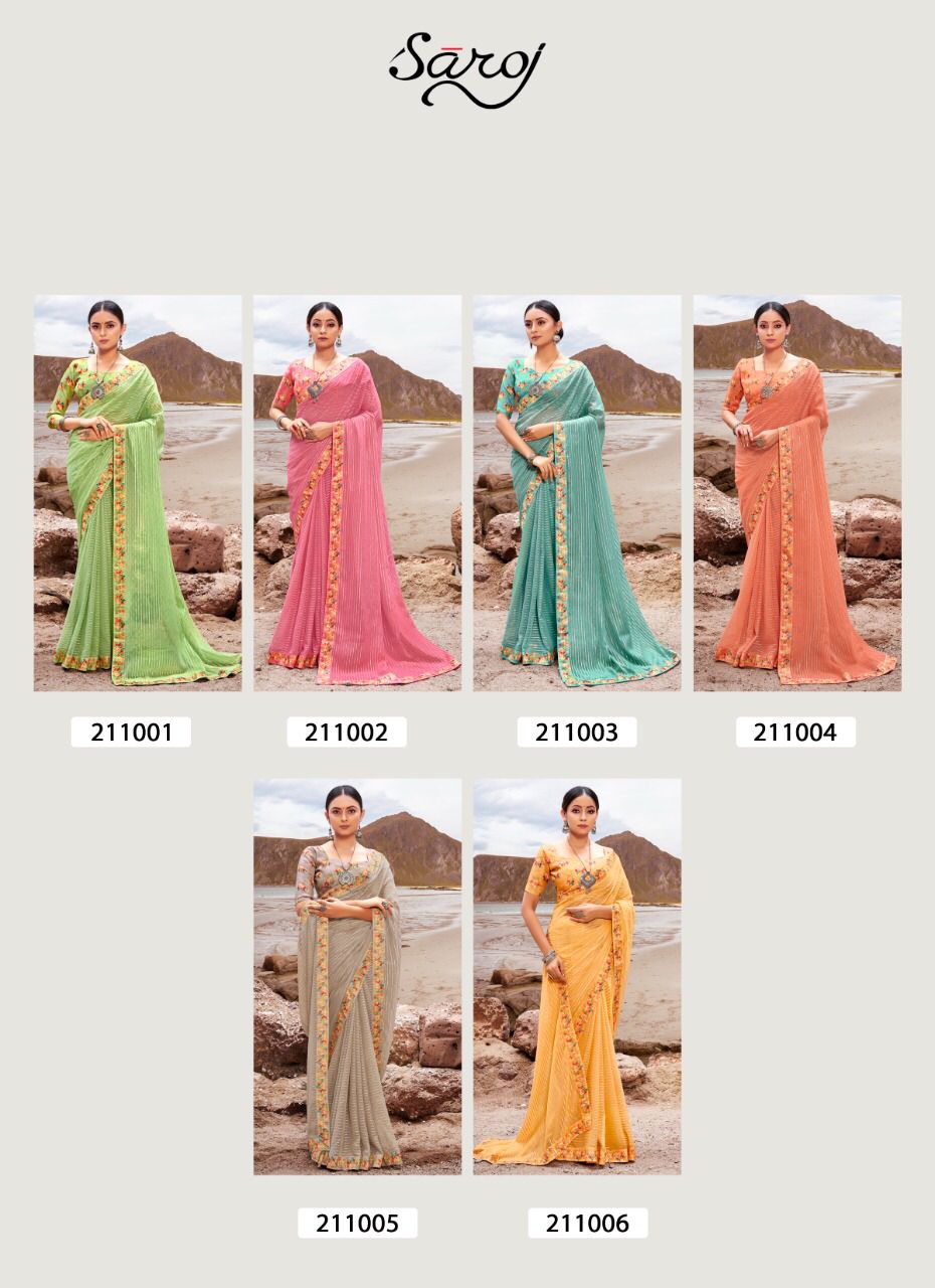 Saroj Sparkle Look Festive Wear Georgette Wear Wholesale Saree Catalog