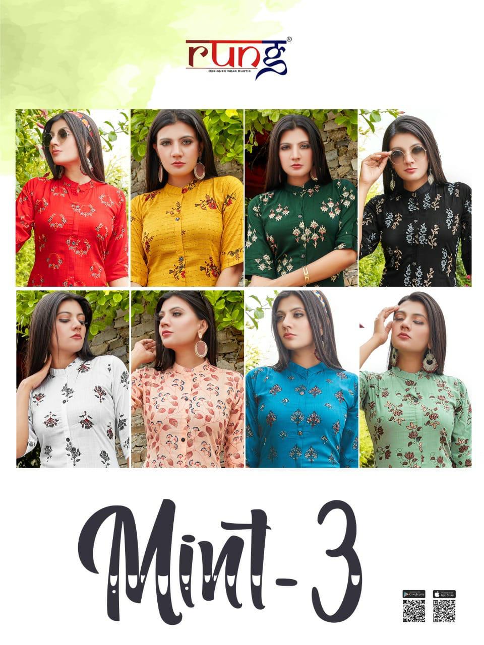 Rung Mint Vol 3 Heavy Slub Rayon Designer Kurti Catalog