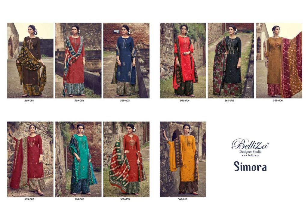 Belliza Simora Pashmina Print With Embroidery Work Low Rate Dress Material Catalog