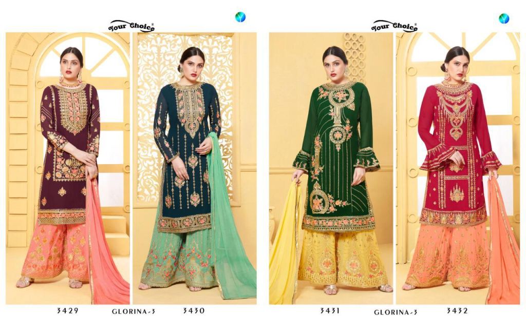 Your Choice Glorina Vol 3 Georgette Wear Designer Salwar Suits Catalog