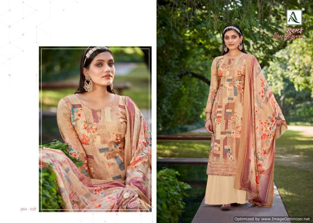 Alok Surmayee Digital Printed Wool Pashmina Dress Material