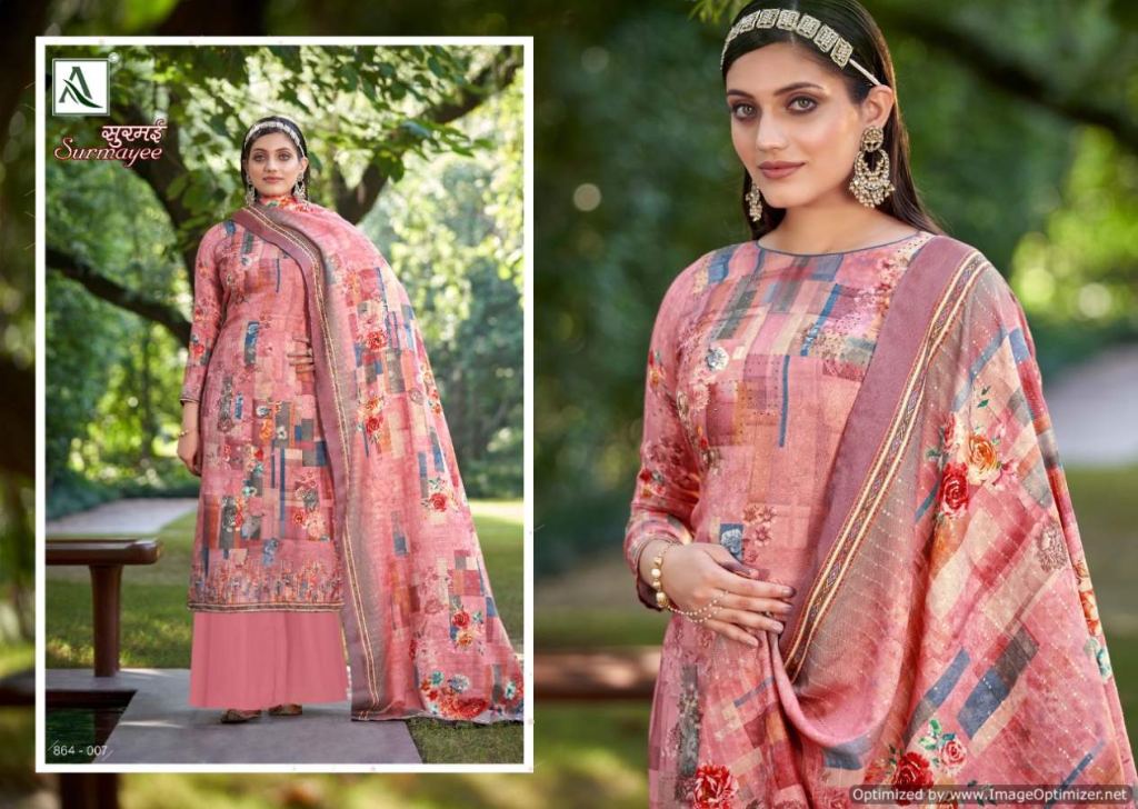 Alok Surmayee Digital Printed Wool Pashmina Dress Material