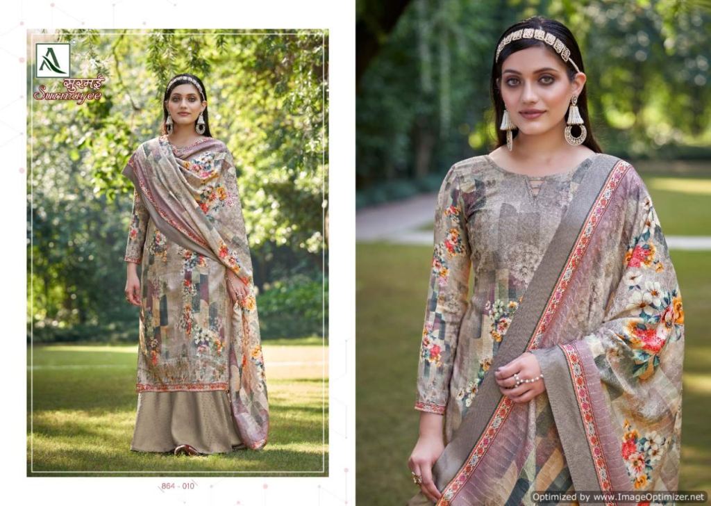 Alok Surmayee Digital Printed Wool Pashmina Dress Material