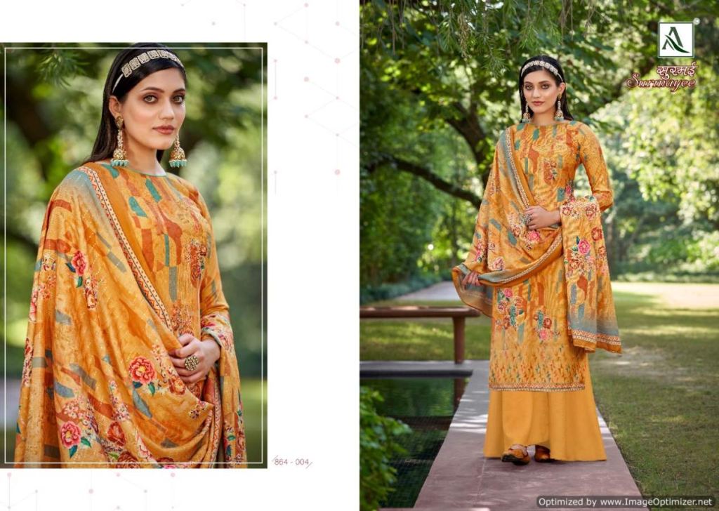 Alok Surmayee Digital Printed Wool Pashmina Dress Material