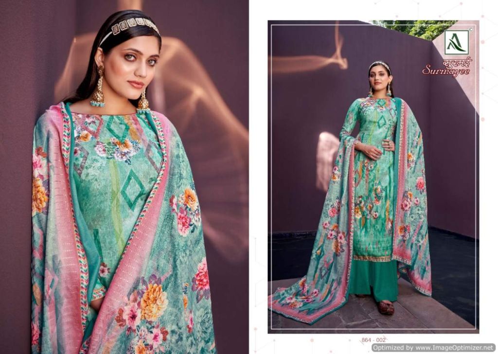 Alok Surmayee Digital Printed Wool Pashmina Dress Material