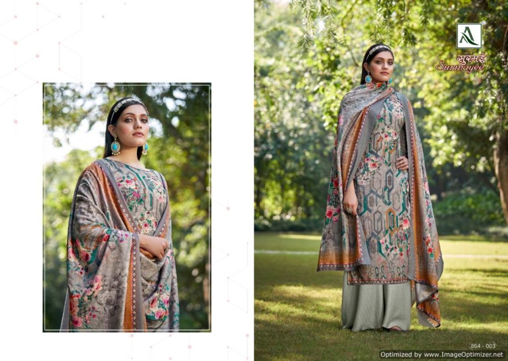 Alok Surmayee Digital Printed Wool Pashmina Dress Material