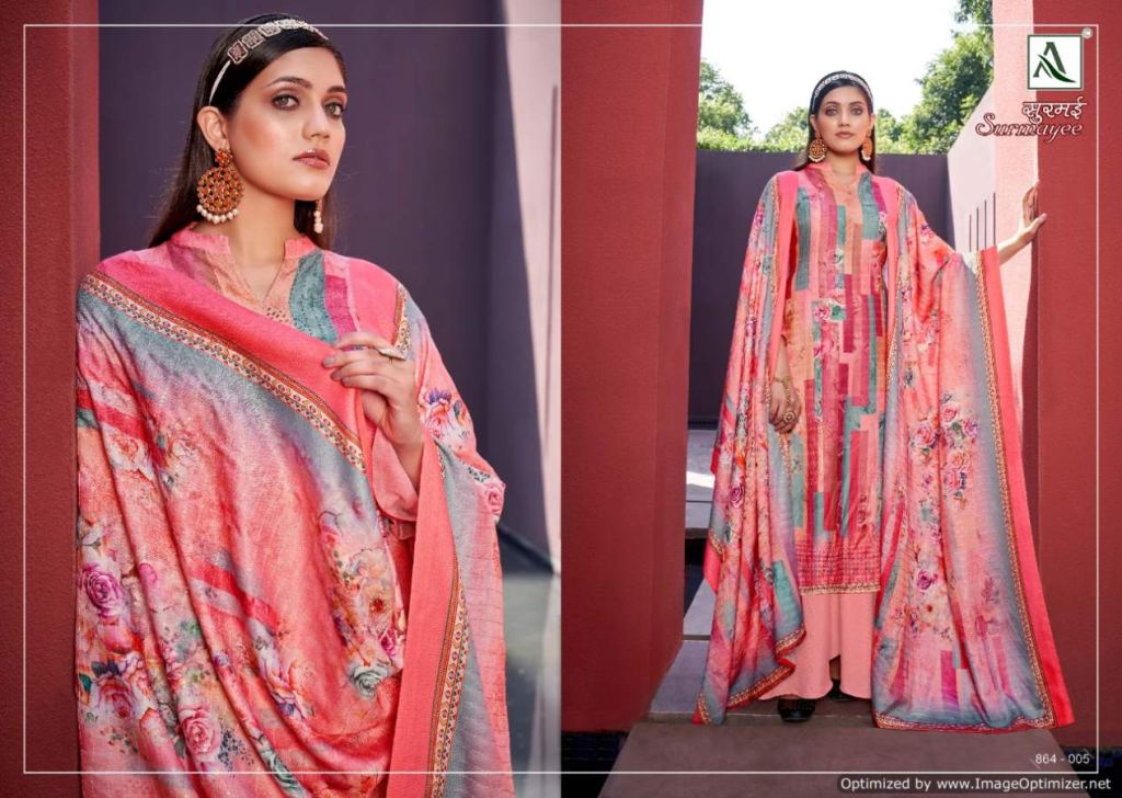 Alok Surmayee Digital Printed Wool Pashmina Dress Material