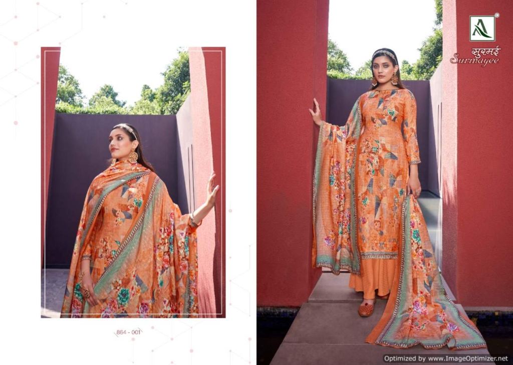 Alok Surmayee Digital Printed Wool Pashmina Dress Material