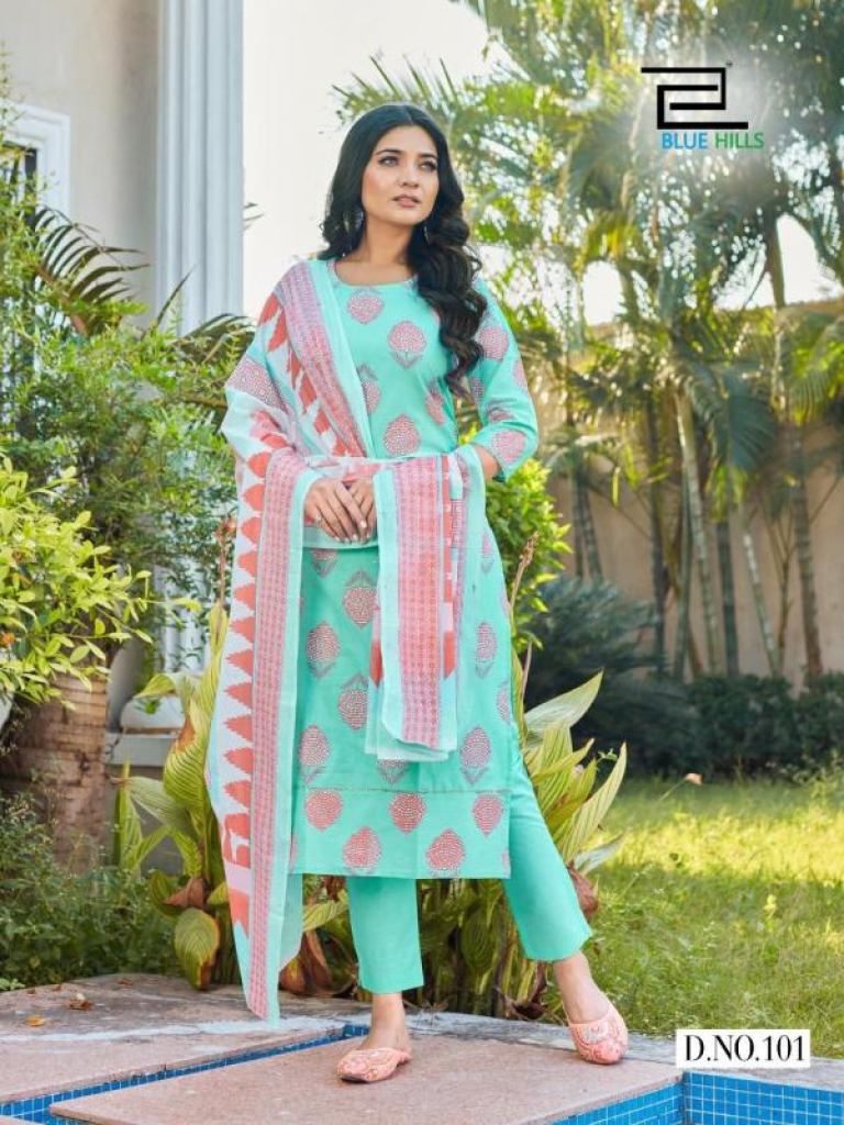 Blue Hills Fashion 4 You Cotton Printed Readymade Wholesale Kurti Bottom With Dupatta Catalog