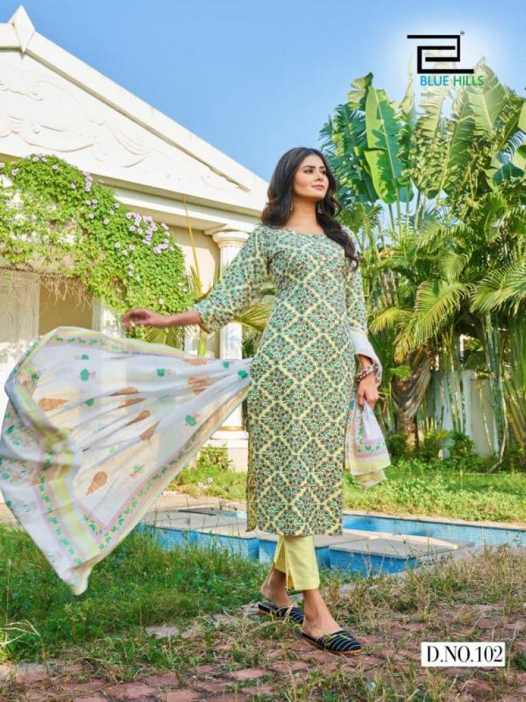 Blue Hills Fashion 4 You Cotton Printed Readymade Wholesale Kurti Bottom With Dupatta Catalog