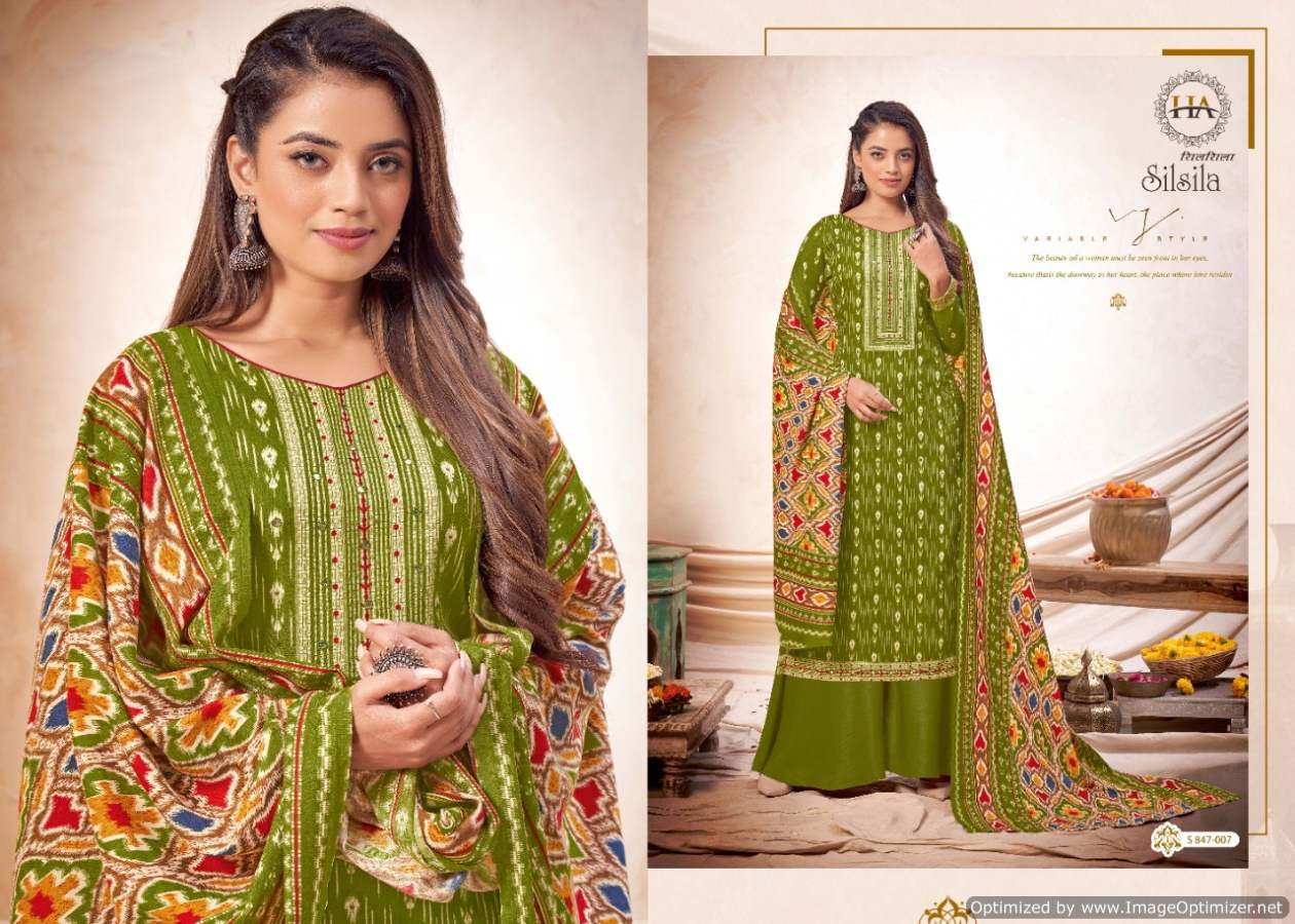 Harshit Silsila Winter Wear Wool Pashmina Drees Material Catalog