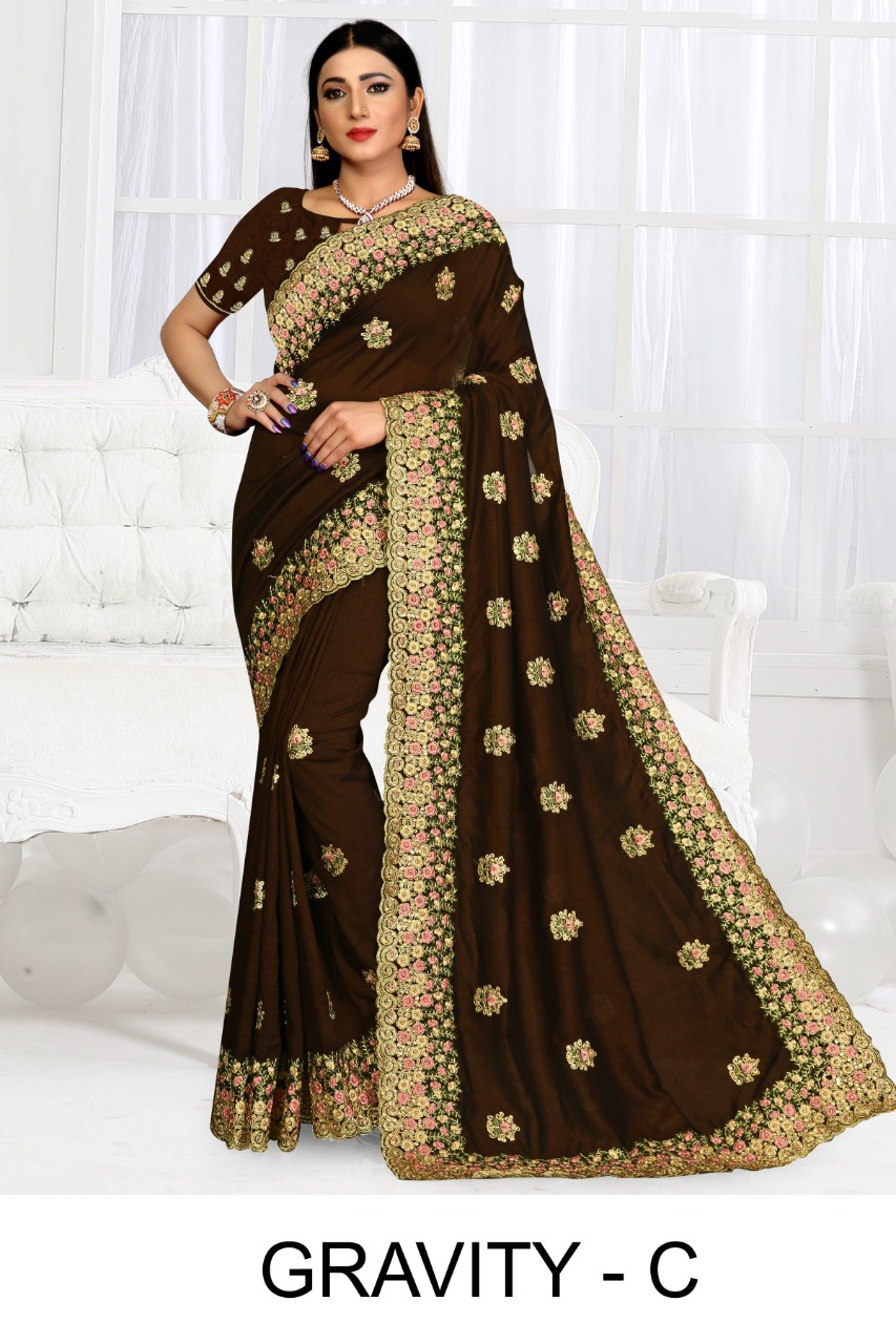 Ranjna Gravity Embroidery Worked Saree Heavy Diamond Party Wear Collction