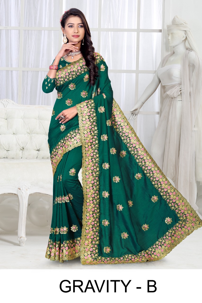 Ranjna Gravity Embroidery Worked Saree Heavy Diamond Party Wear Collction