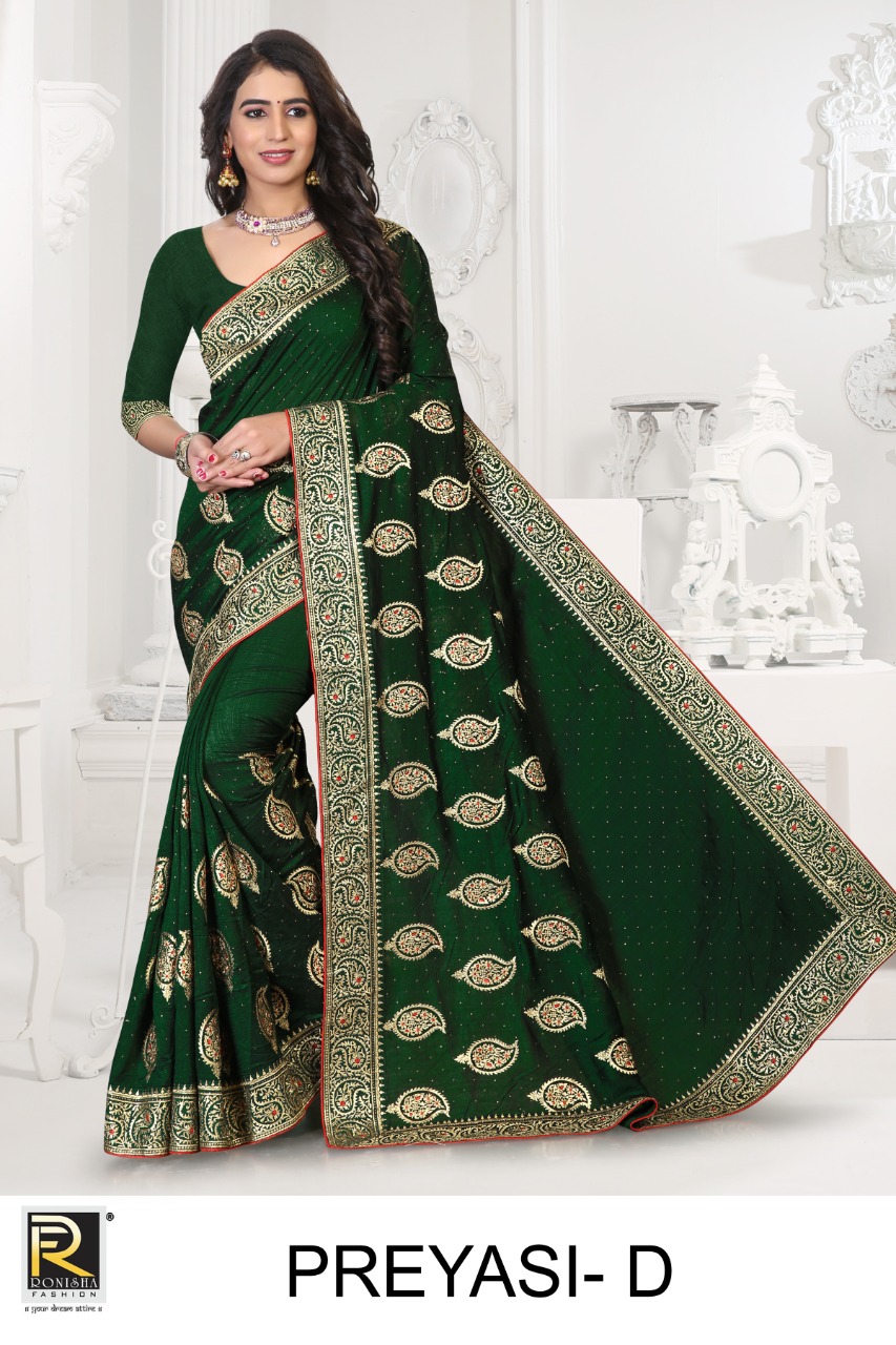 Ranjna Preyasi Embroidery Warked Siroski Diamond Traditional Wear Saree Collction Wholesale Price