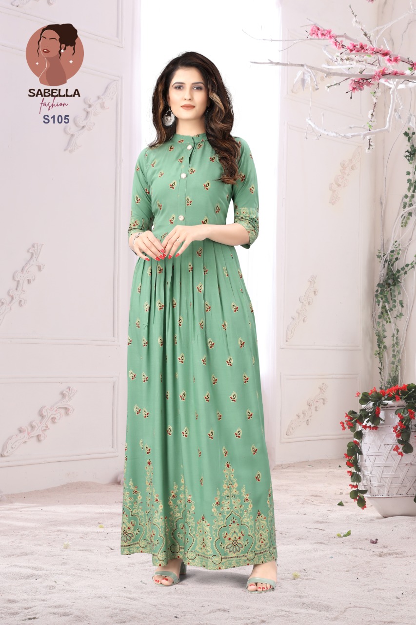 Sabella Fashion Saheri Gown Style  Manufacturer Wholesale Designer Kurti Catalog