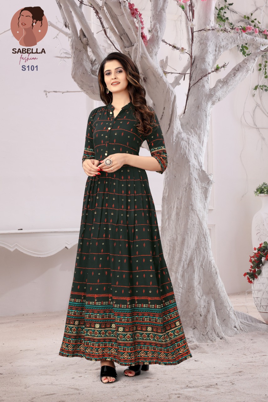 Sabella Fashion Saheri Gown Style  Manufacturer Wholesale Designer Kurti Catalog