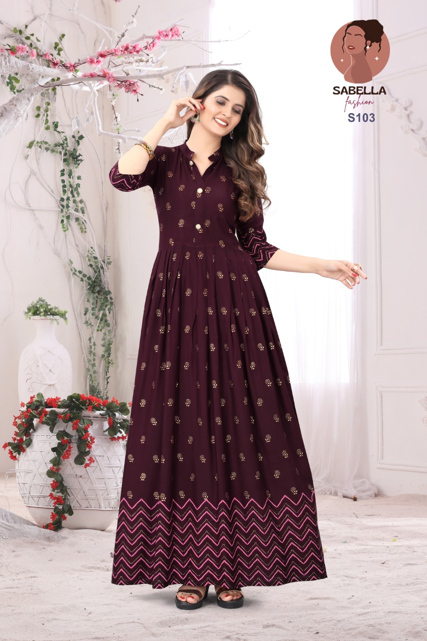Sabella Fashion Saheri Gown Style  Manufacturer Wholesale Designer Kurti Catalog