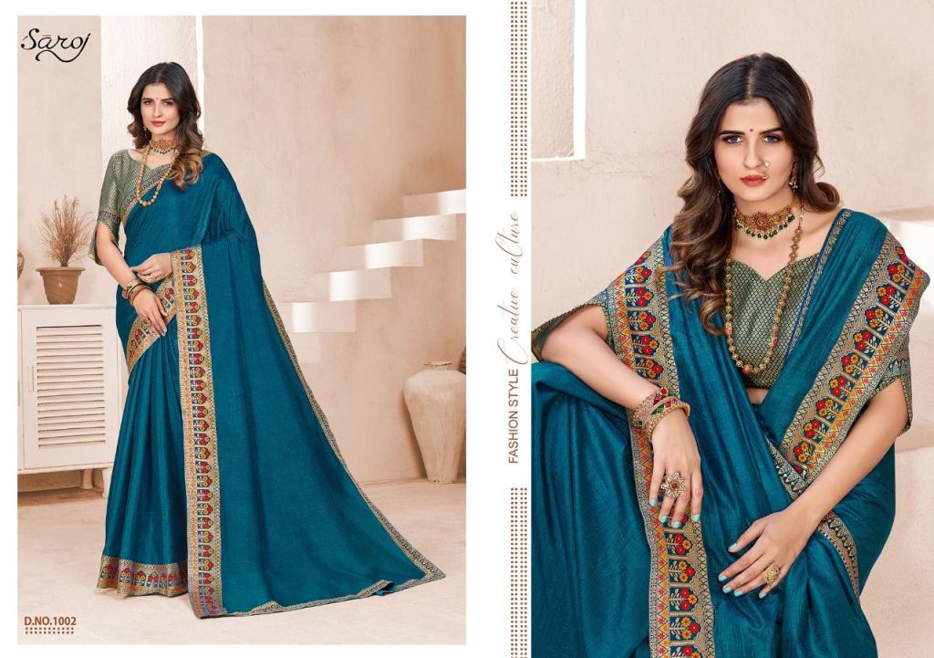 Saroj Milaan Festive Wear Vichitra Silk Saree Catalog