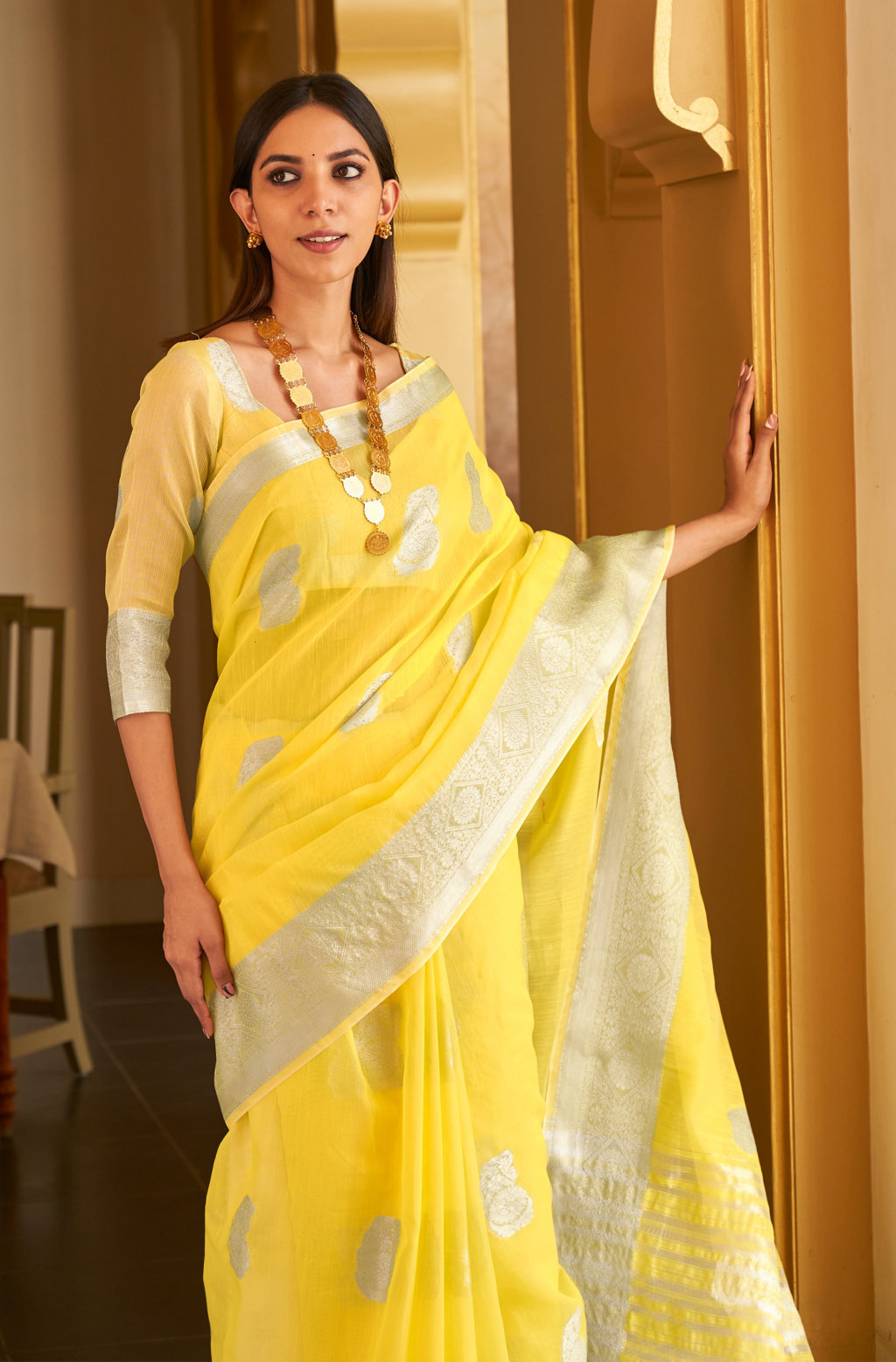 Sangam Presents Silver Screen Designer Linen Saree Catalog