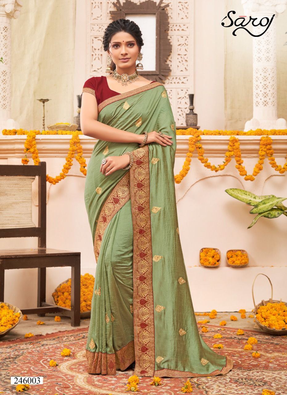 Saroj Pankhi Festive Wear Vichitra Silk Saree Collection