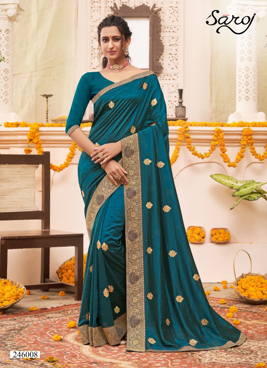 Saroj Pankhi Festive Wear Vichitra Silk Saree Collection